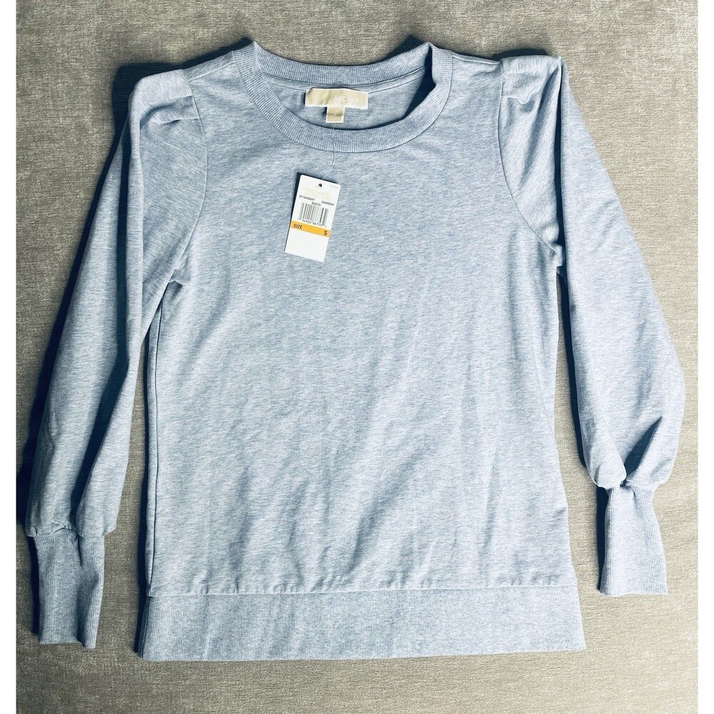 New Michael Kors Long Sleep Pullover Sweater Soft Blue Size S